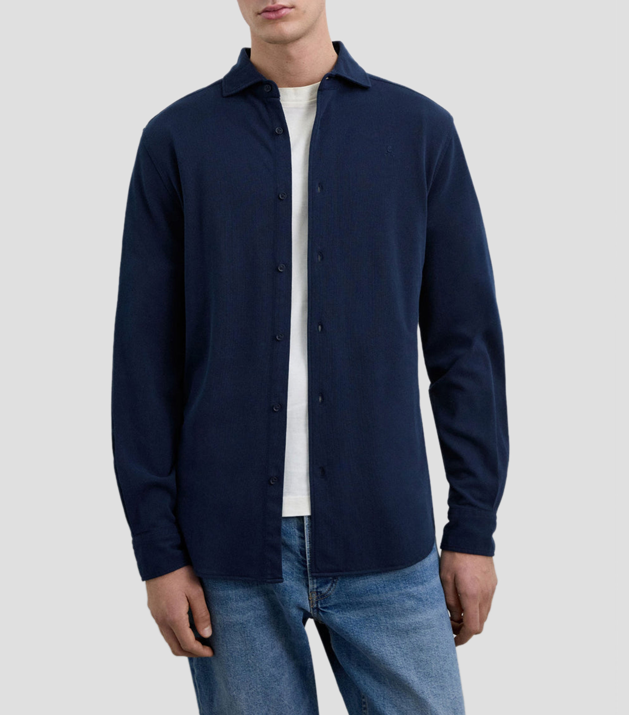 Camisa lisa de manga larga Hombre